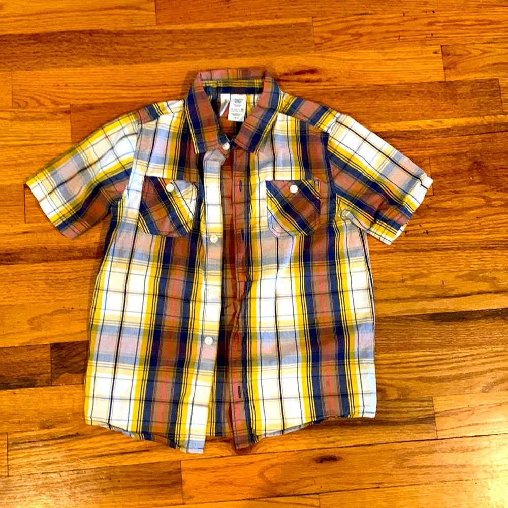 Toughskins Size 7 Kids short sleeve plaid button down